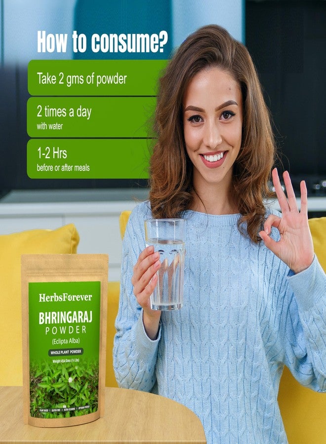 Herbsforever مسحوق نبات البرينجاراج (إكليبتا ألبا) من هيربس فور إيفر - مسحوق النبات الكامل لدعم صحة الشعر وفروة الرأس والكبد - مُقطف بريًا - غير معدل وراثيًا - فعالية مضاعفة | فائق النقاء | خالٍ من الرمل والطين | مُعقّم بالبخار | 16 أونصة - 1 رطل - منتج أيورفيدي فاخر - Image 4